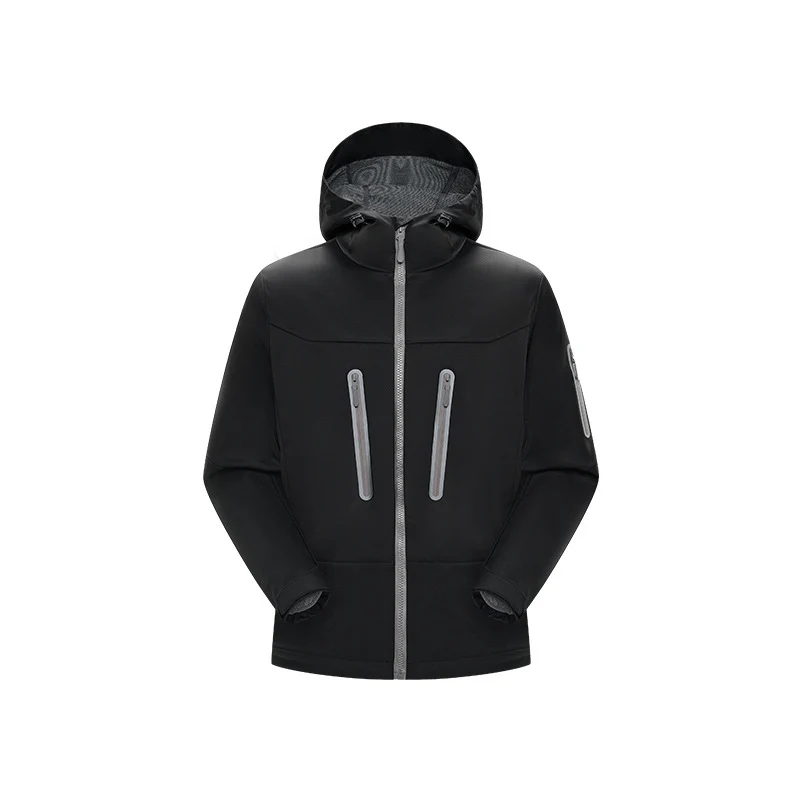 Herren Multifunktions-Softshelljacke mit ergonomischem Wetterschutz, verstellbarer Kapuze und senkrechten Reißverschlusstaschen Drune