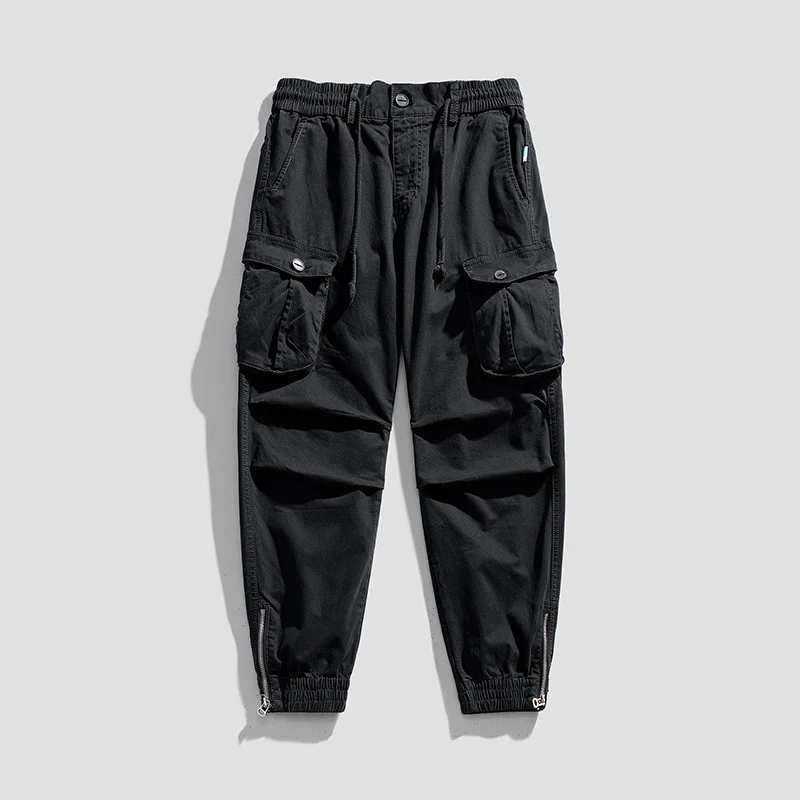 Herren Multifunktionale Zip‑Cargo‑Jogginghose mit Knieabnähern und elastischem Tunnelzugbund Drune