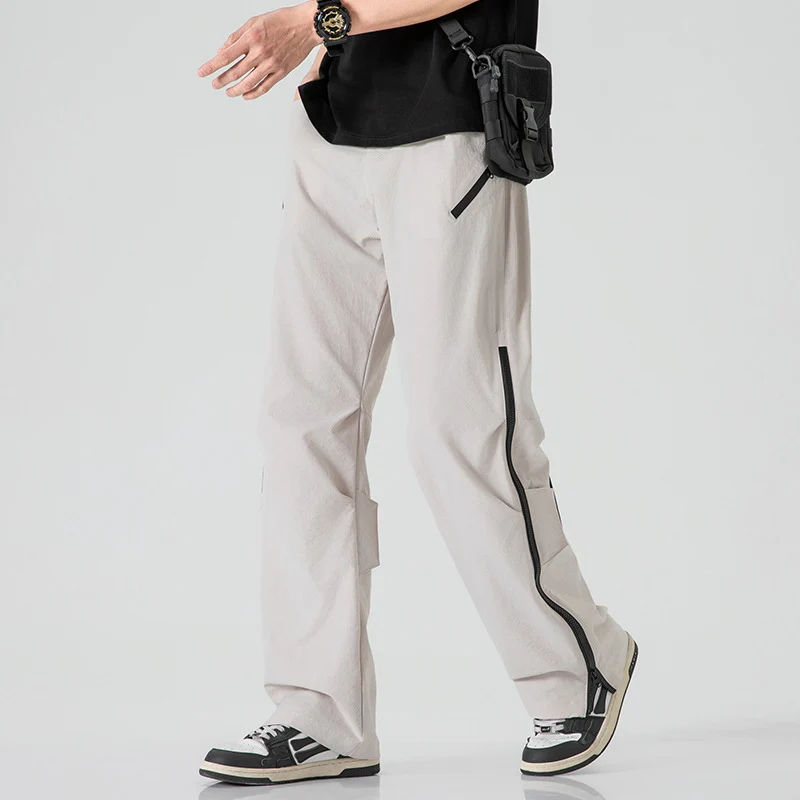 Herren Multifunktionale Tech‑Cargo‑Hose mit seitlichen Zippern, elastischem Bund und taktischen Pattentaschen Drune