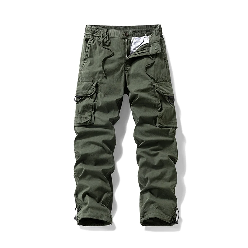 Herren Multifunktionale Cargohose mit Tunnelzugbund, Klappentaschen und verstellbaren Beinabschlüssen Drune