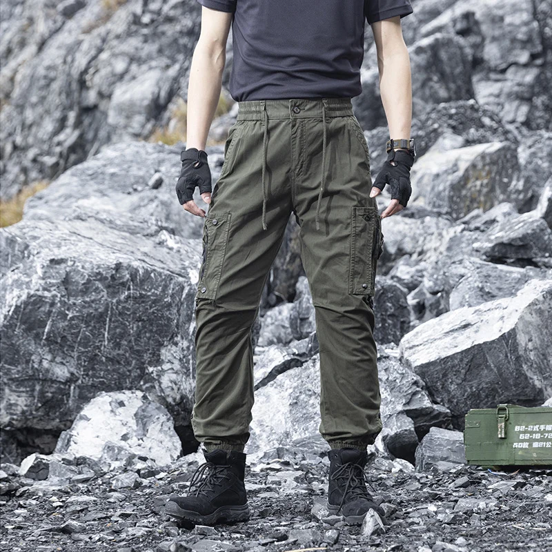 Herren Multifunktionale Cargo-Jogginghose mit Tunnelzugbund, Reißverschluss‑Taschen und verstellbaren Knöchelbündchen Drune