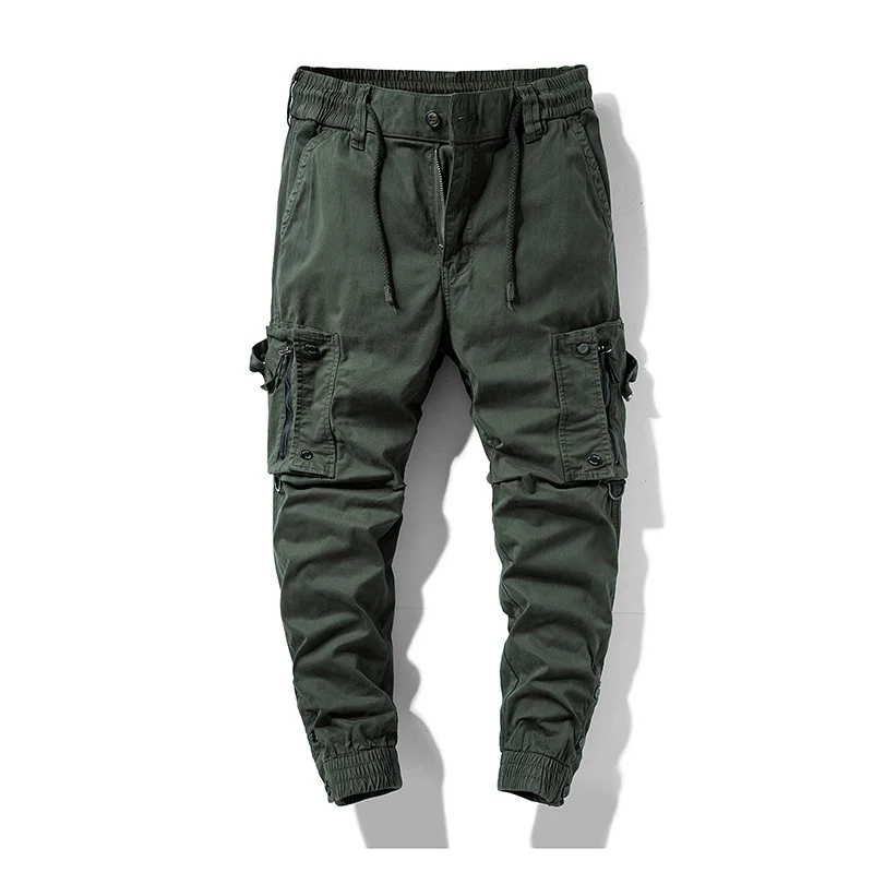 Herren Multifunktionale Cargo-Jogginghose mit Tunnelzugbund, Reißverschluss‑Taschen und verstellbaren Knöchelbündchen Drune