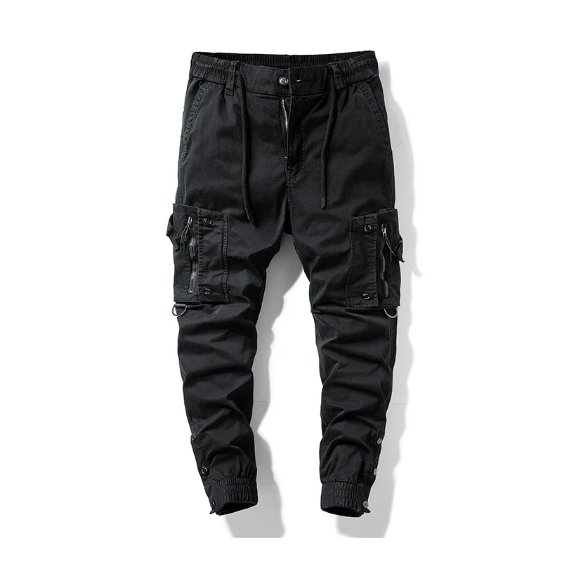 Herren Multifunktionale Cargo-Jogginghose mit Tunnelzugbund, Reißverschluss‑Taschen und verstellbaren Knöchelbündchen Drune