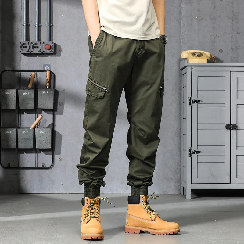 Herren Multifunktionale Cargo-Jogginghose mit Tunnelzugbund, Reißverschluss-Taschen und geripptem Knöchelbündchen Drune