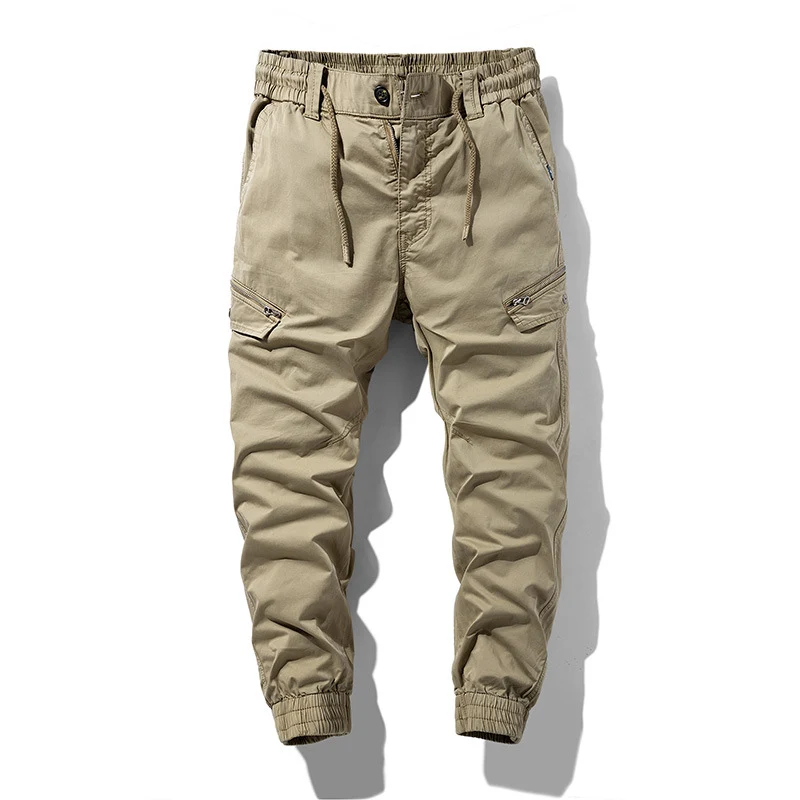 Herren Multifunktionale Cargo-Jogginghose mit Tunnelzugbund, Reißverschluss-Taschen und geripptem Knöchelbündchen Drune