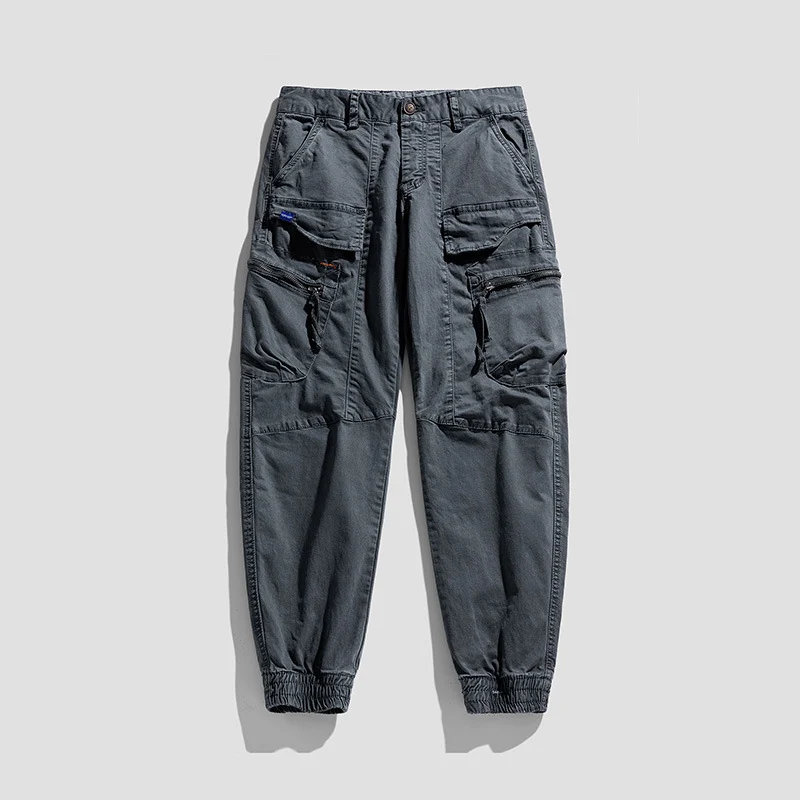 Herren Multifunktionale Cargo-Jogginghose im Tactical-Canvas-Stil mit Knie‑Paneelen, Reißverschluss‑ und Klappentaschen Drune