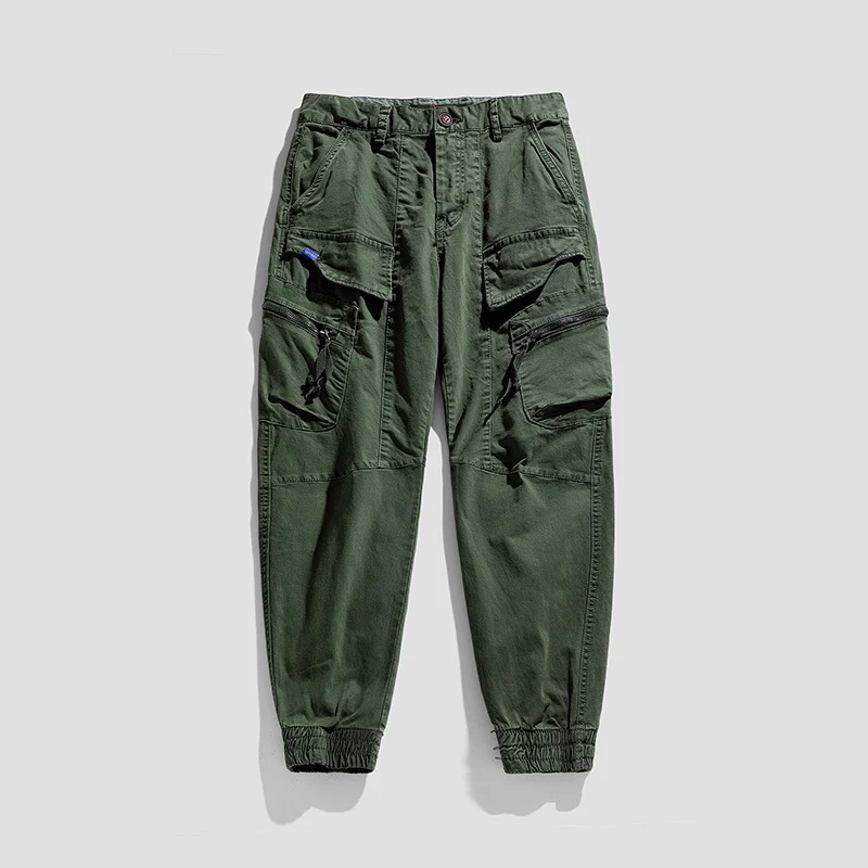 Herren Multifunktionale Cargo-Jogginghose im Tactical-Canvas-Stil mit Knie‑Paneelen, Reißverschluss‑ und Klappentaschen Drune