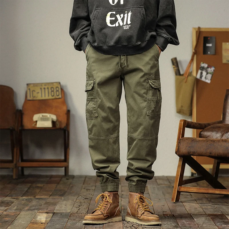 Herren Multifunktionale Cargo-Joggerhose mit Tunnelzugbund, Knieabnähern und Organizer-Taschen Drune