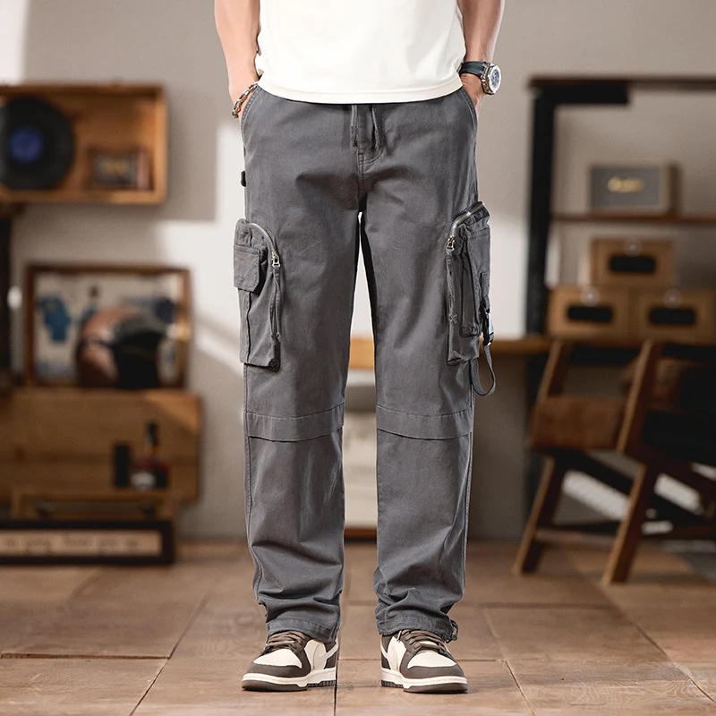 Herren Multifunktionale Cargo‑Hose im Utility‑Style mit großen Klapp‑ und Reißverschlusstaschen, Kordelabschluss und robustem Twill Drune