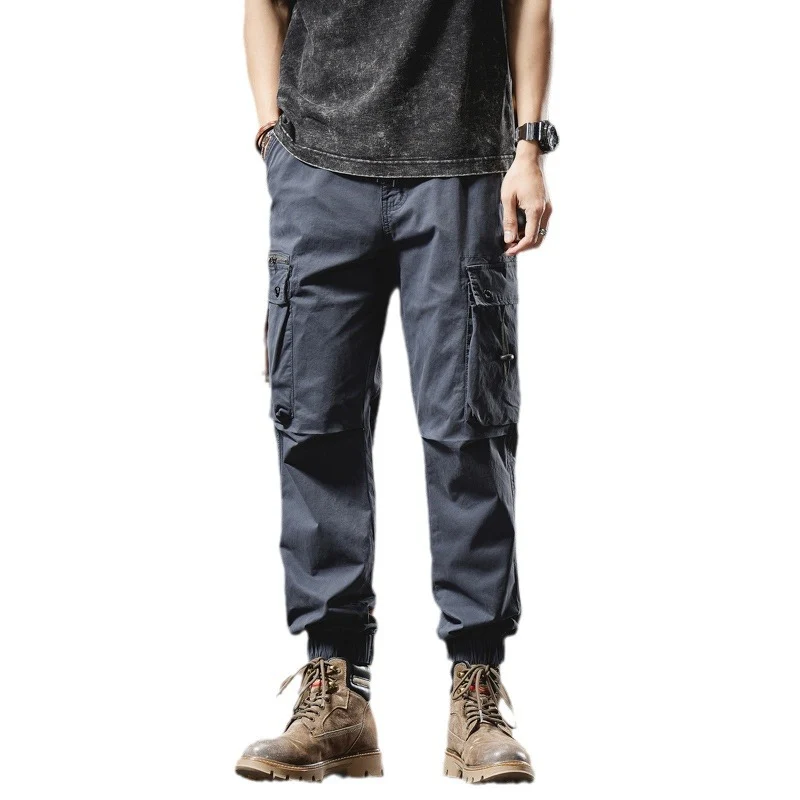 Herren Multifunktionale Canvas-Cargohose im Jogger-Cut mit elastischem Tunnelzugbund und Mehrfachtaschen Drune