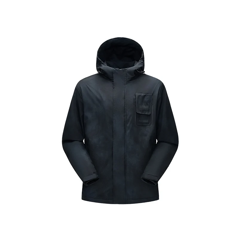 Herren Minimalistische technische Shell-Jacke mit Kapuze und Utility-Brusttasche Drune
