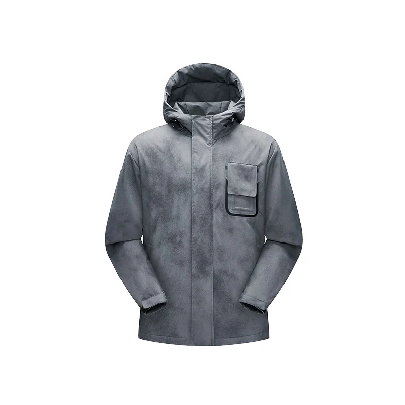Herren Minimalistische technische Shell-Jacke mit Kapuze und Utility-Brusttasche Drune