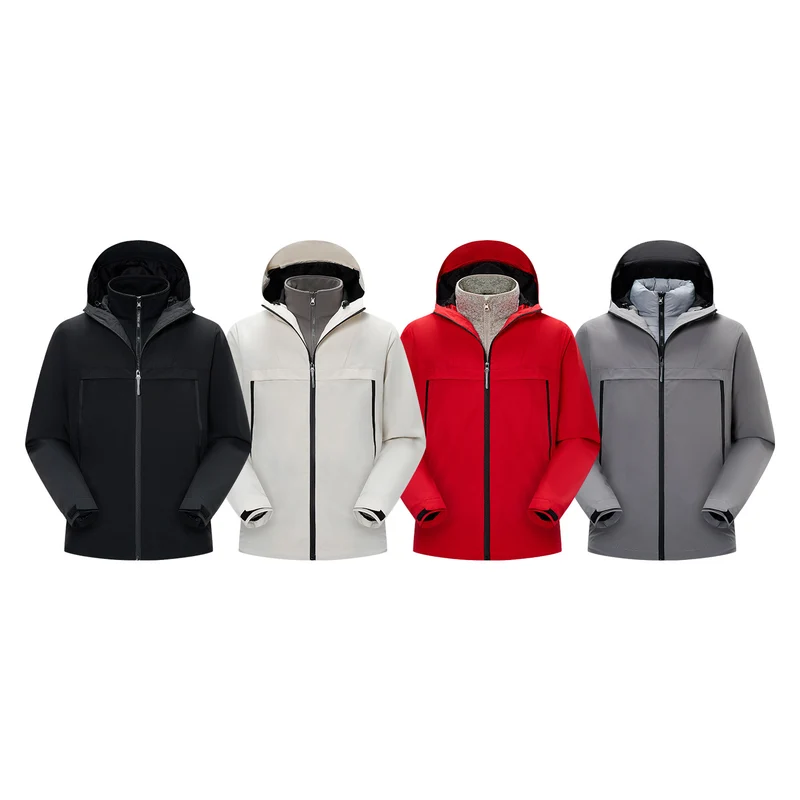 Herren Minimalistische Hybrid‑Regenjacke mit verstaubarer Kapuze und atmungsaktiver Membran Drune