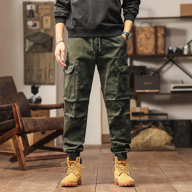Herren Military-Style Cargo-Jogger aus Baumwollmix mit elastischem Tunnelzugbund und modularen Klappentaschen Drune