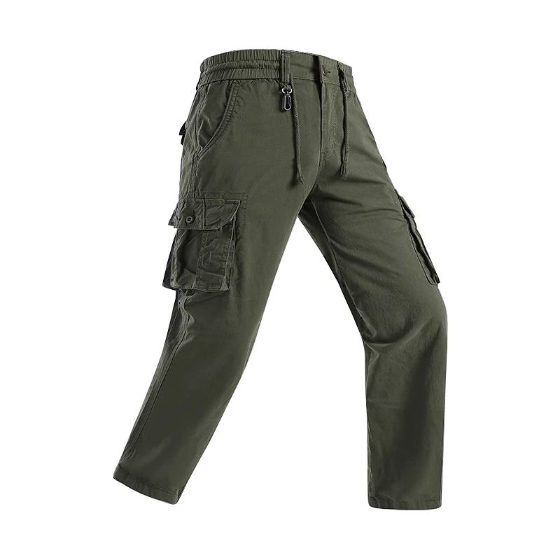 Herren Militärisch inspirierte Cargohose mit elastischem Tunnelzugbund, Klapp- und Reißverschlusstaschen Drune