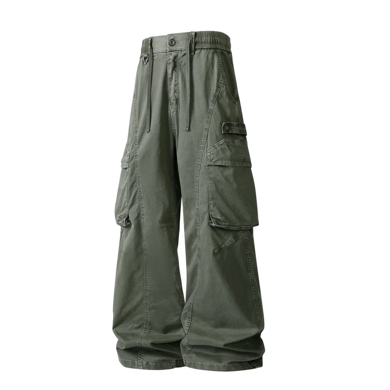 Herren Militärisch inspirierte Cargohose mit elastischem Tunnelzugbund, Klapp- und Reißverschlusstaschen Drune