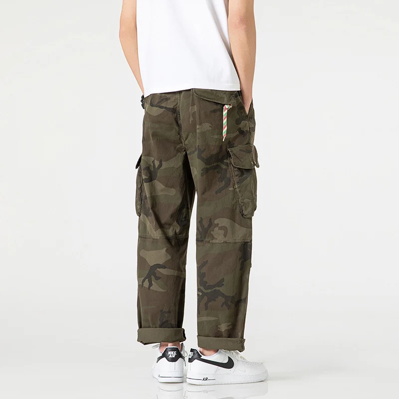 Herren Loose‑Fit Cargohose im Army‑Style mit elastischem Bund, Kordelzug und Multifunktions‑Taschen Drune