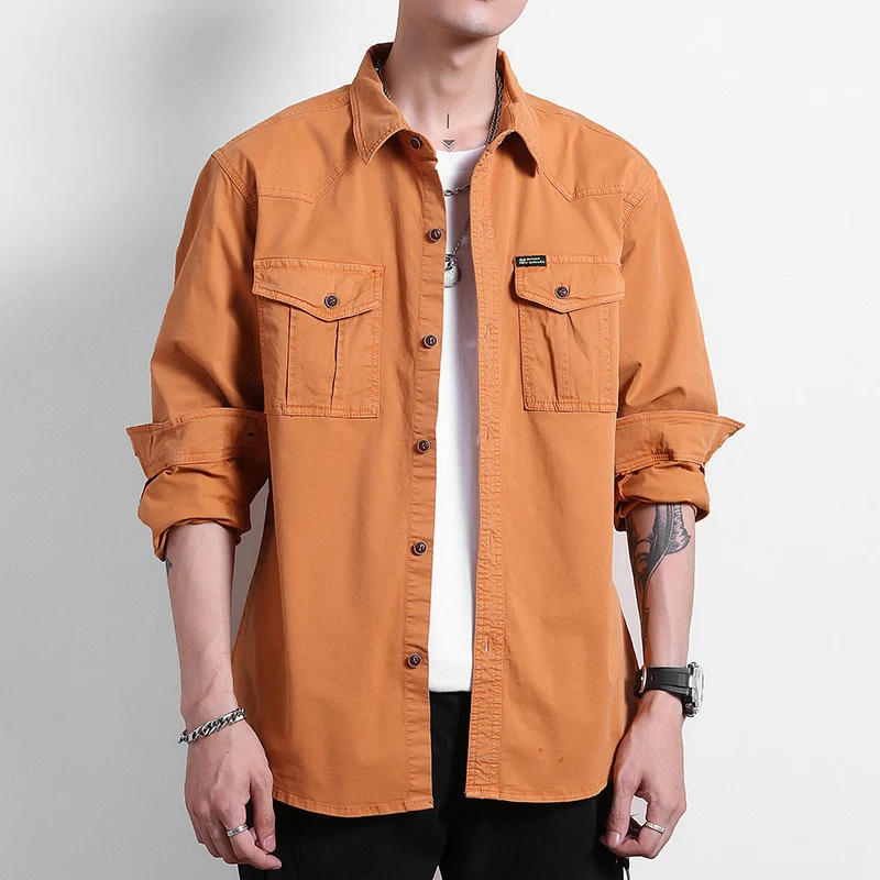Herren Lockeres Utility-Hemd mit Pattentaschen und Workwear-Details Drune