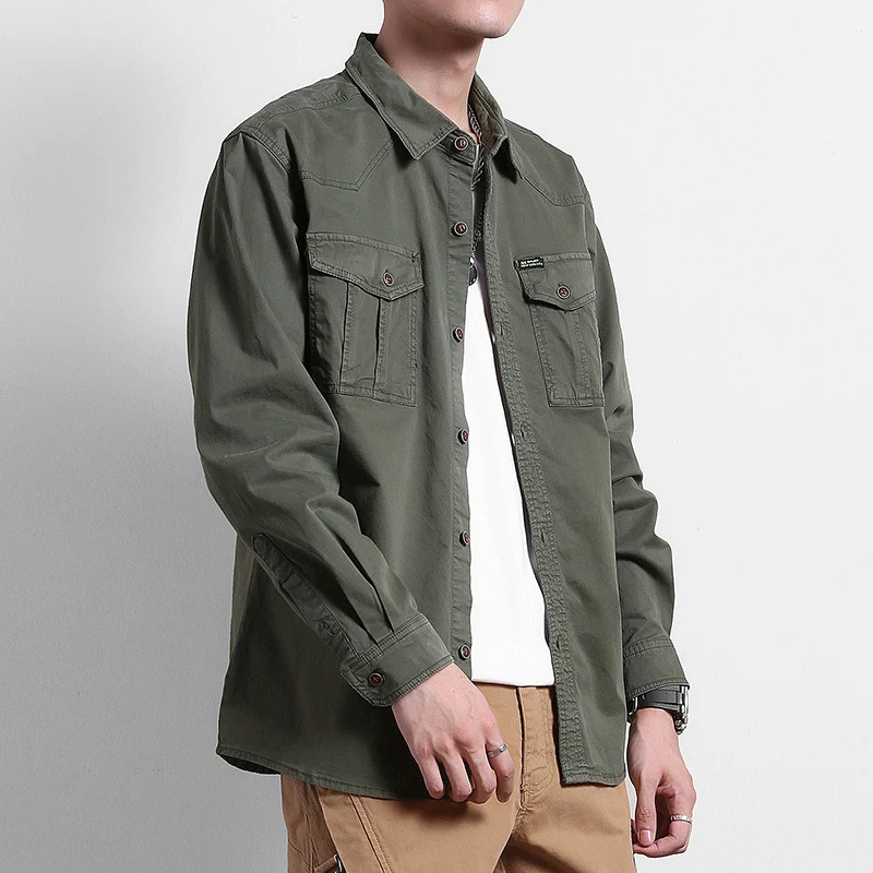 Herren Lockeres Utility-Hemd mit Pattentaschen und Workwear-Details Drune