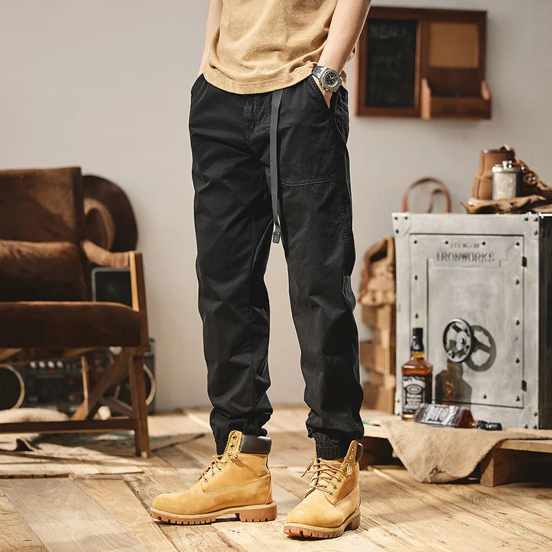 Herren Lockere Utility-Cargohose im Joggerstil mit elastischem Tunnelzugbund Drune