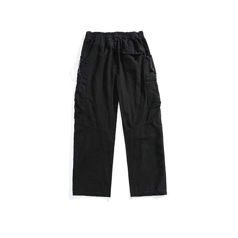 Herren Lockere Cargohose mit elastischem Bund, Multifunktionstaschen und geradem Bein Drune