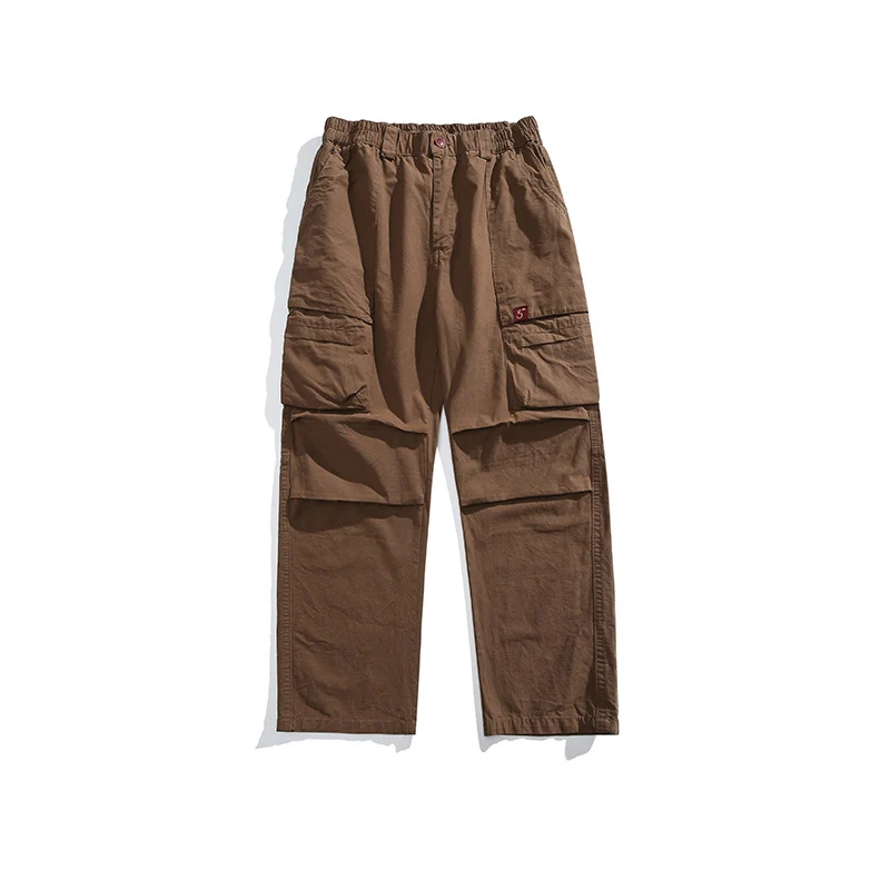 Herren Lockere Cargohose mit elastischem Bund, Multifunktionstaschen und geradem Bein Drune