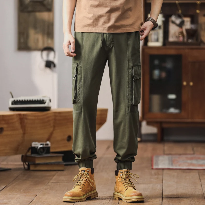 Herren Locker geschnittene Cargo-Jogginghose mit elastischem Bund und Mehrfach-Taschen Drune