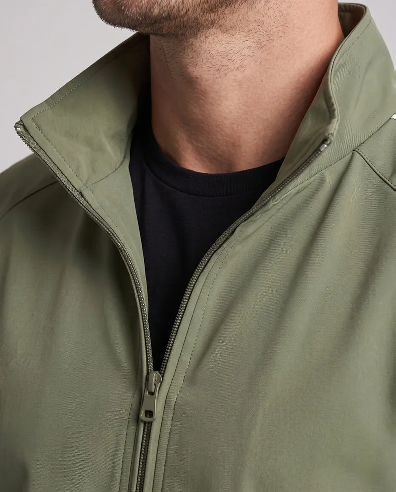Leichte Sportjacke für Herren mit Ärmelstreifen, durchgehendem Reißverschluss und elastischen Bündchen