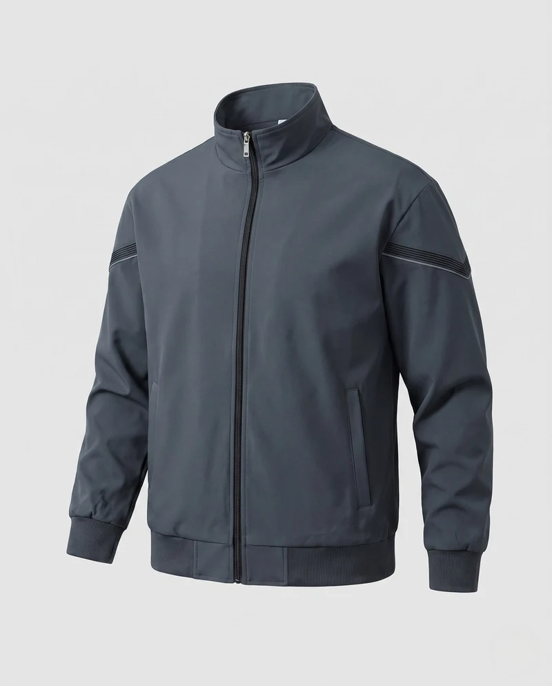 Leichte Trainingsjacke für Herren mit Stehkragen, gerippten Bündchen und reflektierenden Ärmelnstreifen