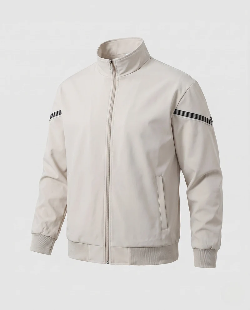 Leichte Trainingsjacke für Herren mit Stehkragen, gerippten Bündchen und reflektierenden Ärmelnstreifen
