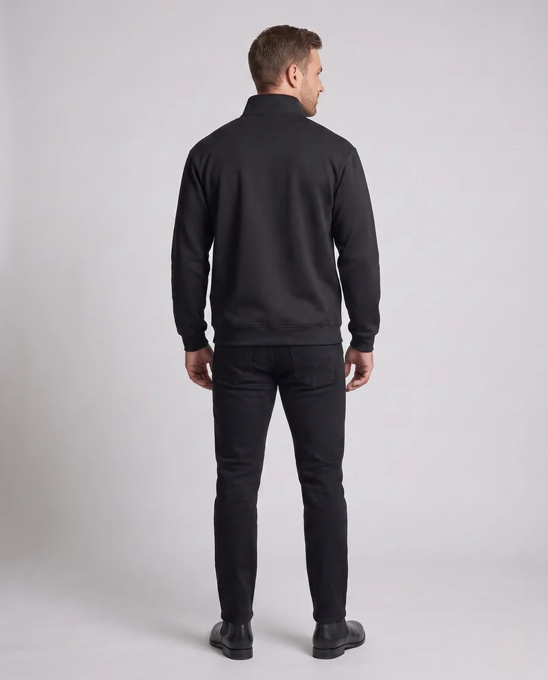 Herren übergroßes Half-Zip Sweatshirt mit Stehkragen und Kängurutasche