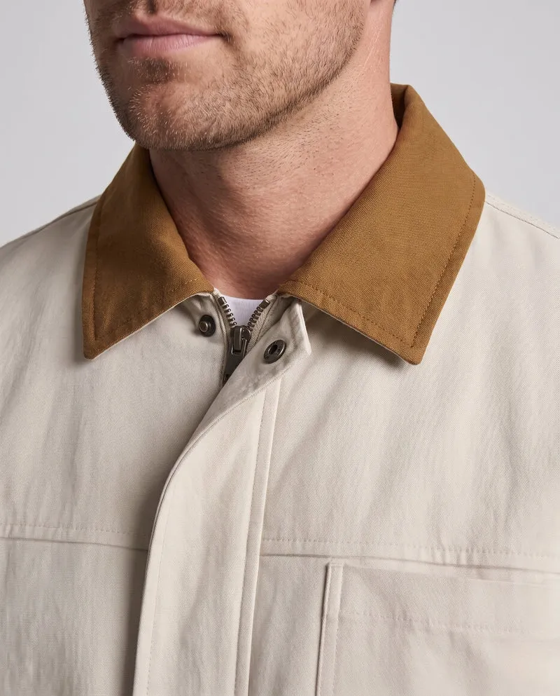 Herren oversized Harrington-Jacke mit durchgehendem Reißverschluss, aufgesetzter Brusttasche und elastischem Saum