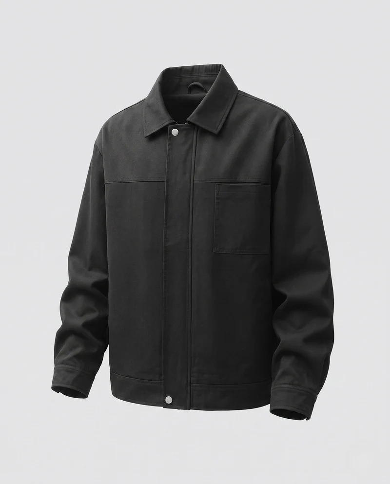Herren oversized Harrington-Jacke mit durchgehendem Reißverschluss, aufgesetzter Brusttasche und elastischem Saum