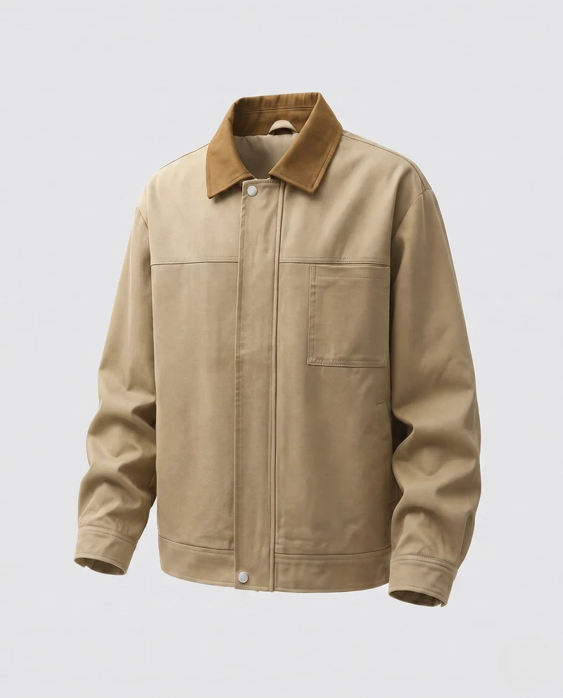 Herren oversized Harrington-Jacke mit durchgehendem Reißverschluss, aufgesetzter Brusttasche und elastischem Saum