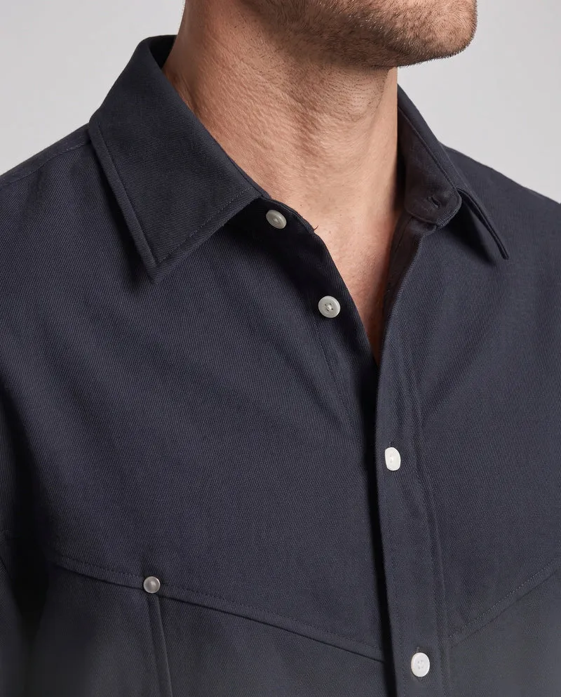 Herren Oversized Shirtjacke mit Druckknopfblende, abgerundetem Saum und weichem Canvas-Stoff