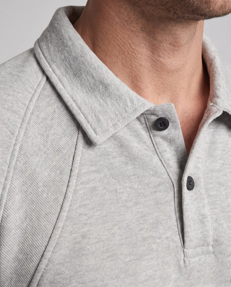Herren oversized Polo Sweatshirt mit Raglanärmeln, Hemdkragen und abgerundetem Saum