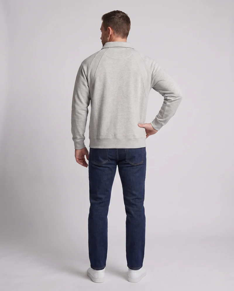 Herren oversized Polo Sweatshirt mit Raglanärmeln, Hemdkragen und abgerundetem Saum