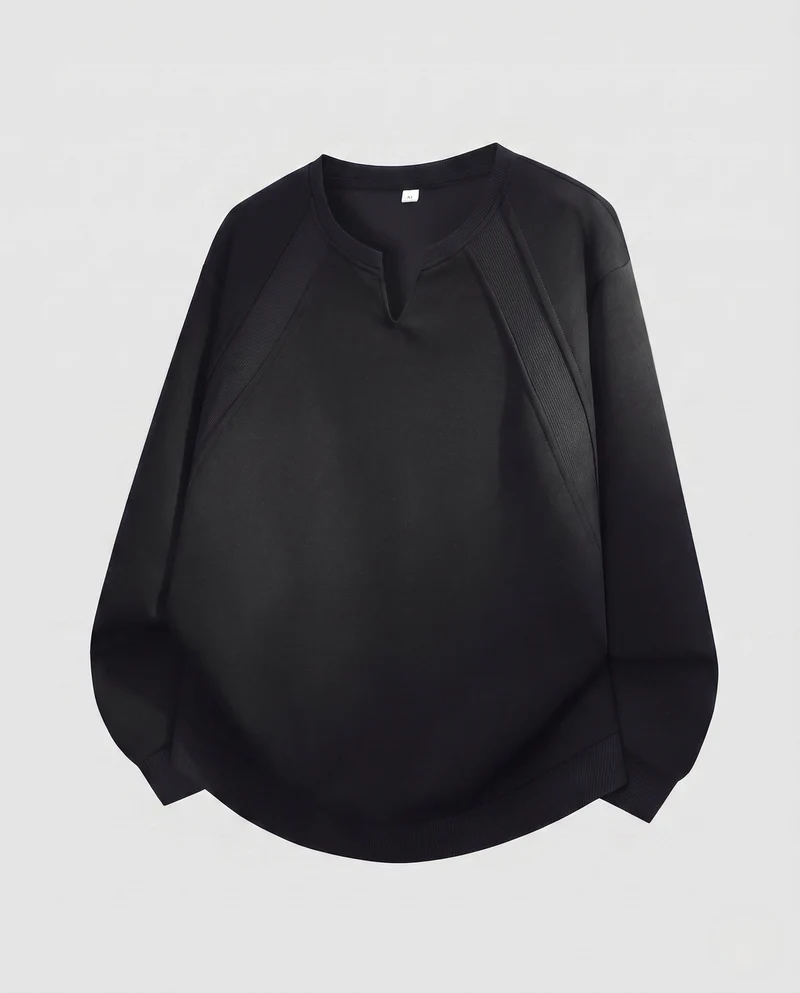 Herren oversized Polo Sweatshirt mit Raglanärmeln, Hemdkragen und abgerundetem Saum
