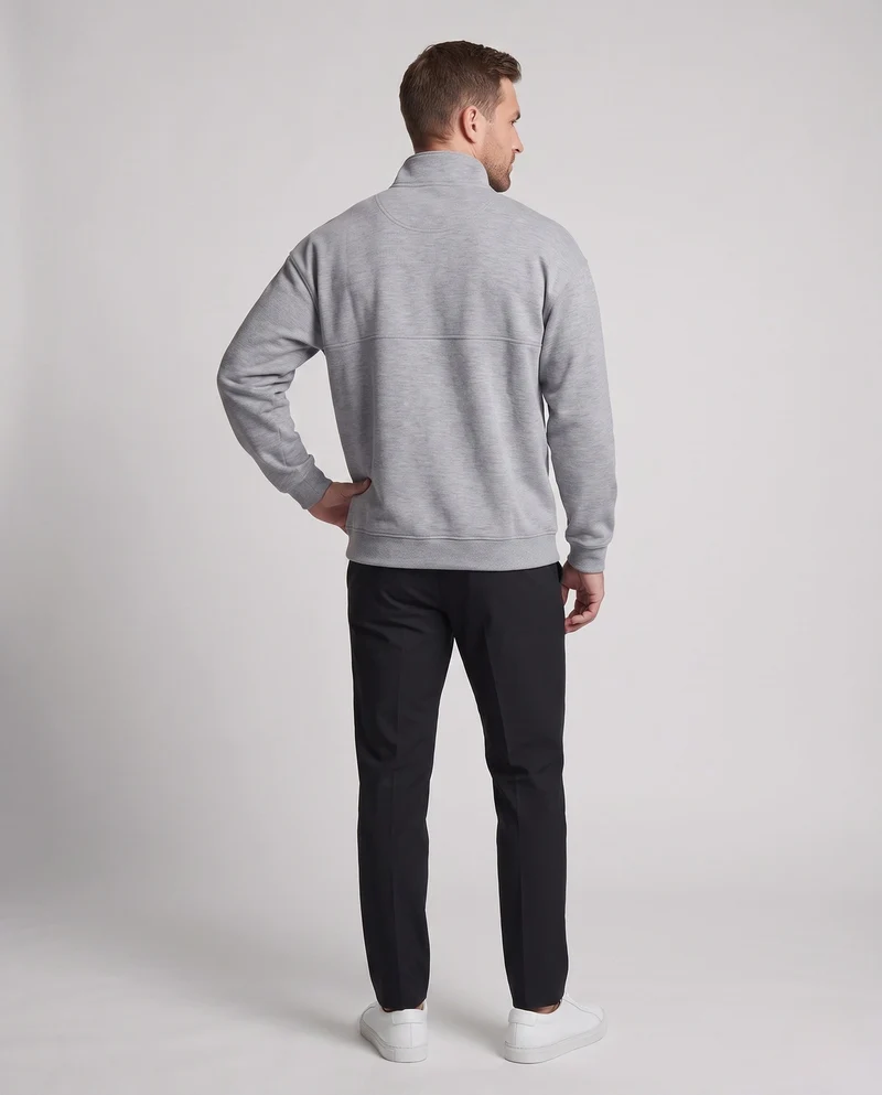 Herren Oversized Sweatshirt mit halbem Reißverschluss, Stehkragen und Raglanärmeln