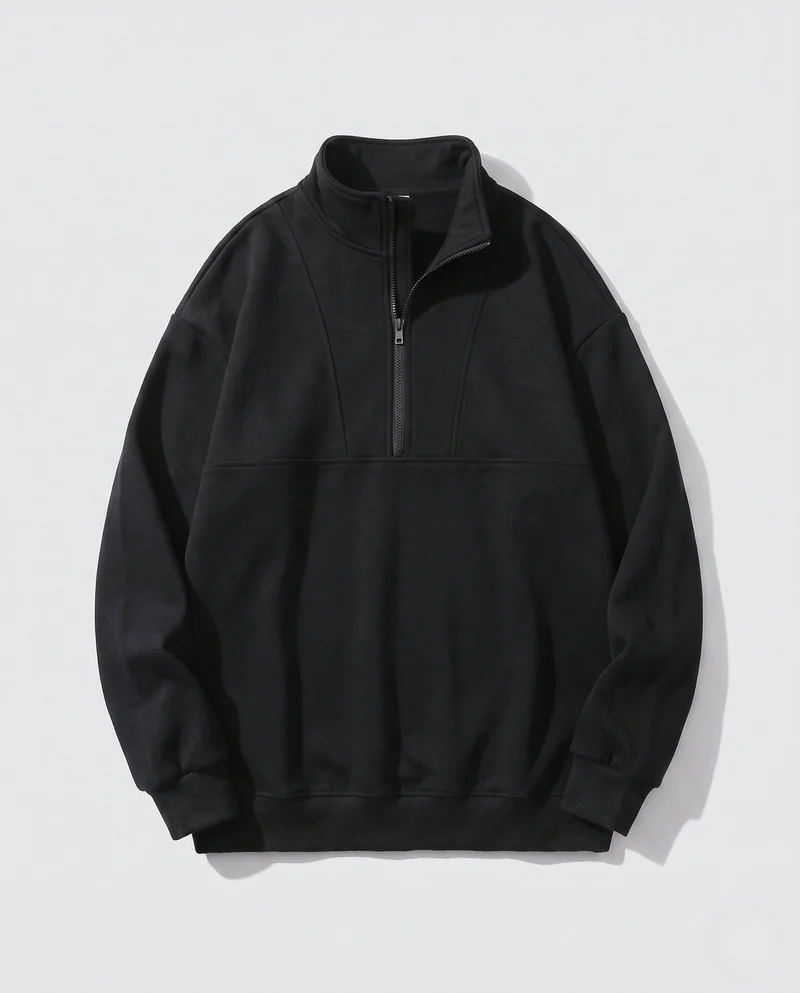 Herren Oversized Sweatshirt mit halbem Reißverschluss, Stehkragen und Raglanärmeln