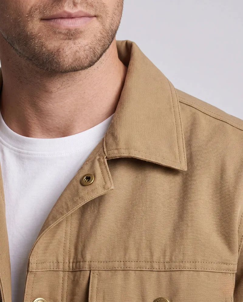 Männer robuster Canvas-Feldjacke mit winddichter Membran, Brustklappen-Taschen und verstärkten Druckknöpfen