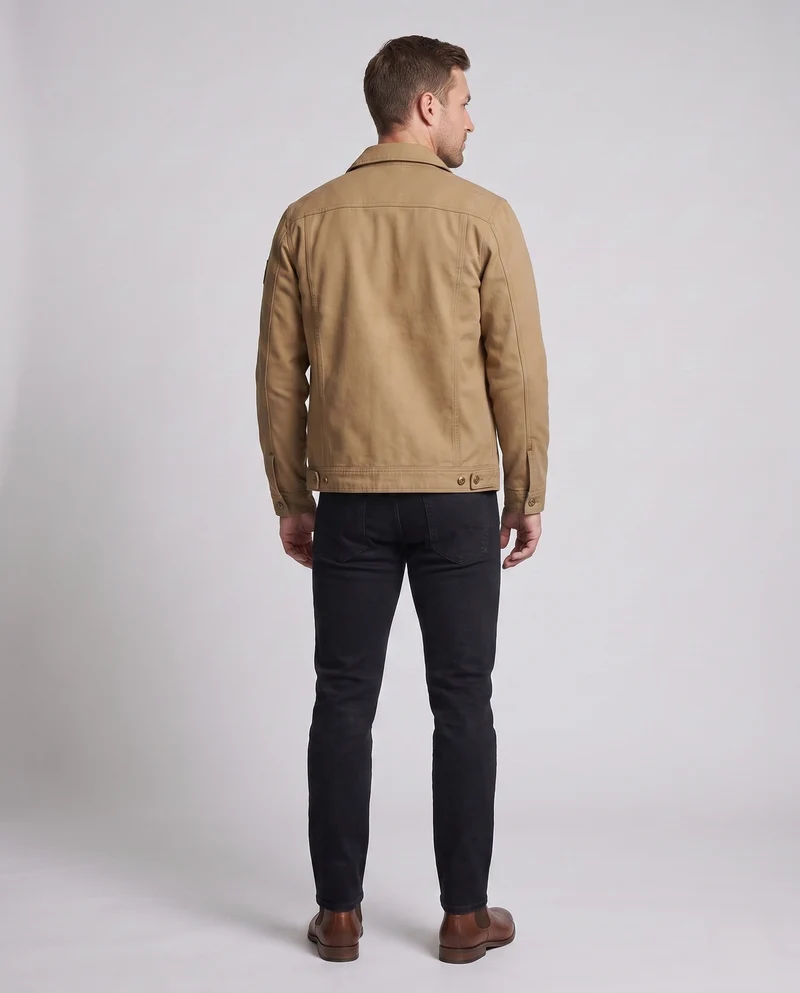 Männer robuster Canvas-Feldjacke mit winddichter Membran, Brustklappen-Taschen und verstärkten Druckknöpfen