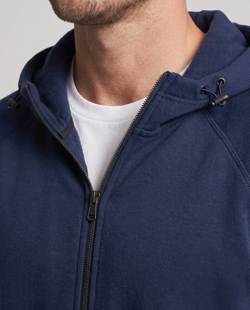 Herren strukturierte Kapuzenfleecejacke mit Raglanärmeln und Kängurutaschen