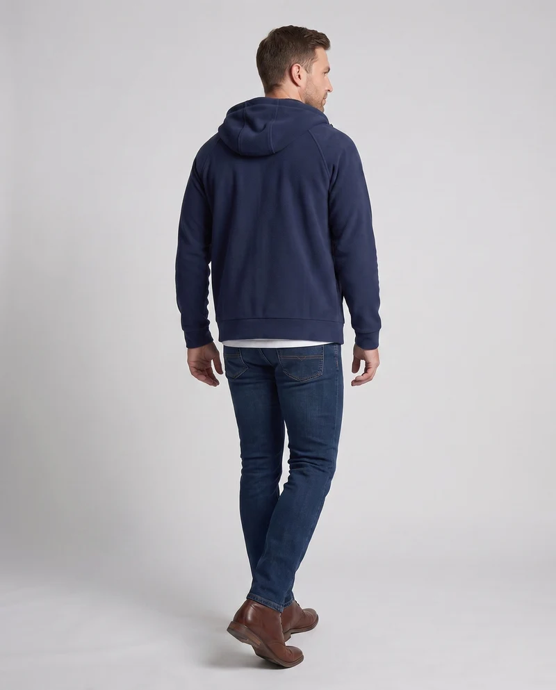 Herren strukturierte Kapuzenfleecejacke mit Raglanärmeln und Kängurutaschen