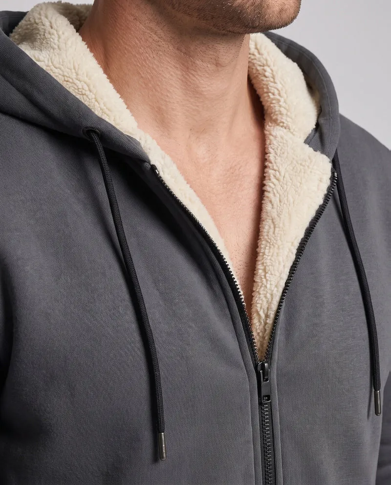 Herren Thermo Kapuzen-Trainingsanzug Set mit Sherpa-Futter und Reißverschlusstaschen