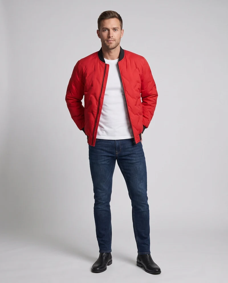 Herren Thermo-Field Blouson im Bomber-Stil mit Rautensteppung und weichem geripptem Kragen