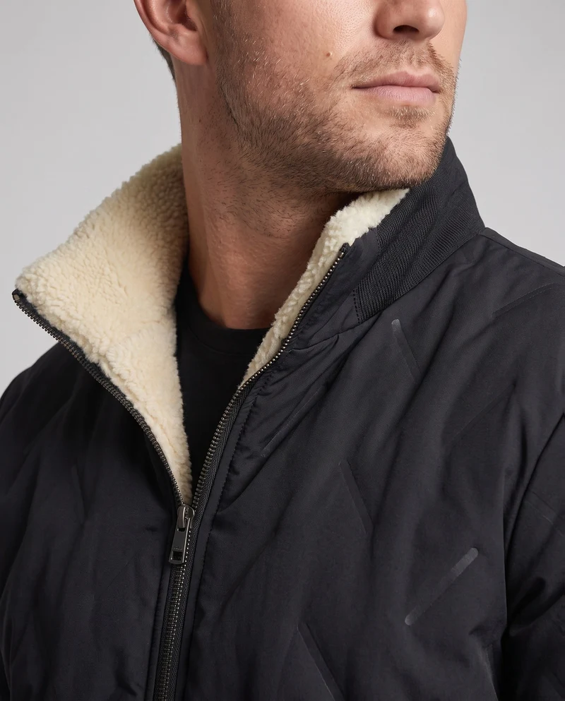 Herren Thermo Stehkragen Blousonjacke mit wärmendem Teddy-Futter und versteckten Reißverschlusstaschen