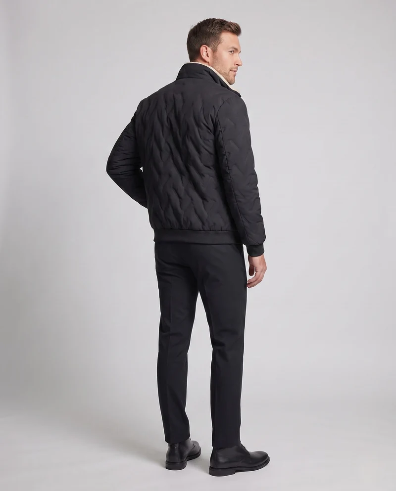 Herren Thermo Stehkragen Blousonjacke mit wärmendem Teddy-Futter und versteckten Reißverschlusstaschen