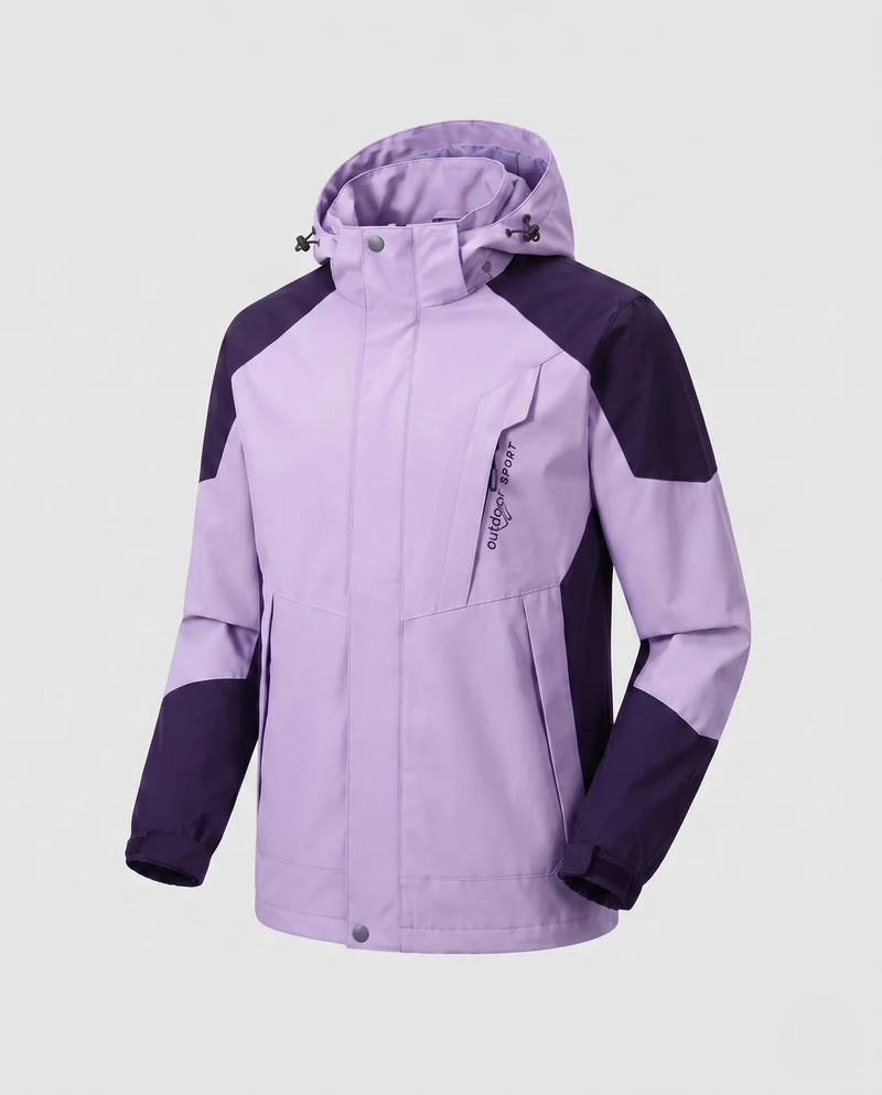 Herren ultraleichte packbare Hardshell-Jacke mit verstellbarer Kapuze, versiegelten Nähten und schrägem Brust-Reißverschluss