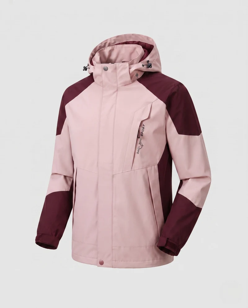 Herren ultraleichte packbare Hardshell-Jacke mit verstellbarer Kapuze, versiegelten Nähten und schrägem Brust-Reißverschluss